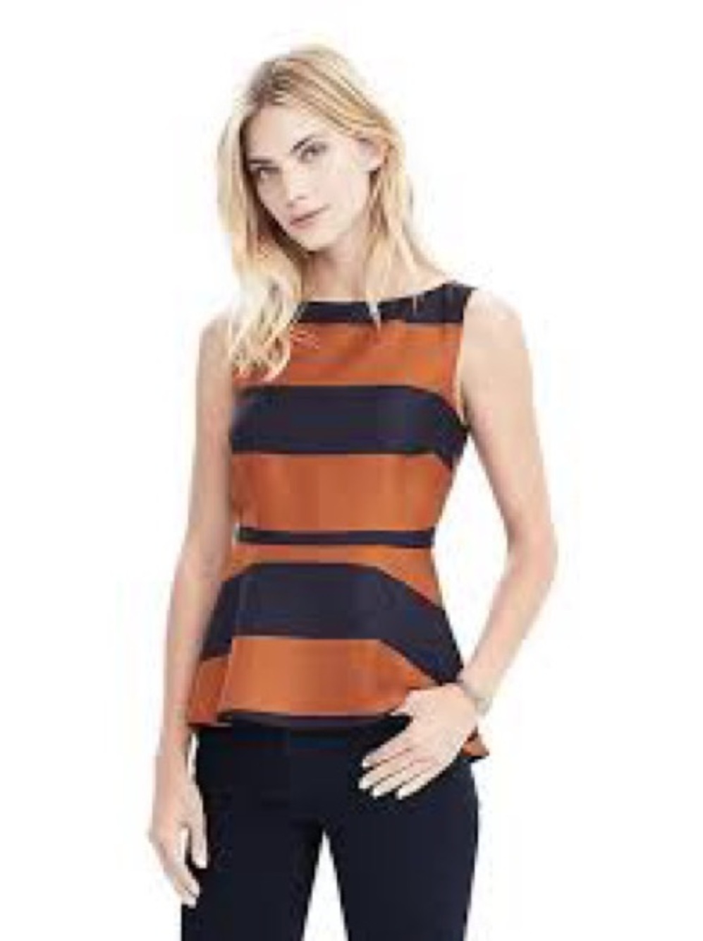Banana Republic sleeveless peplum rugby striped top. Women’s size 6.